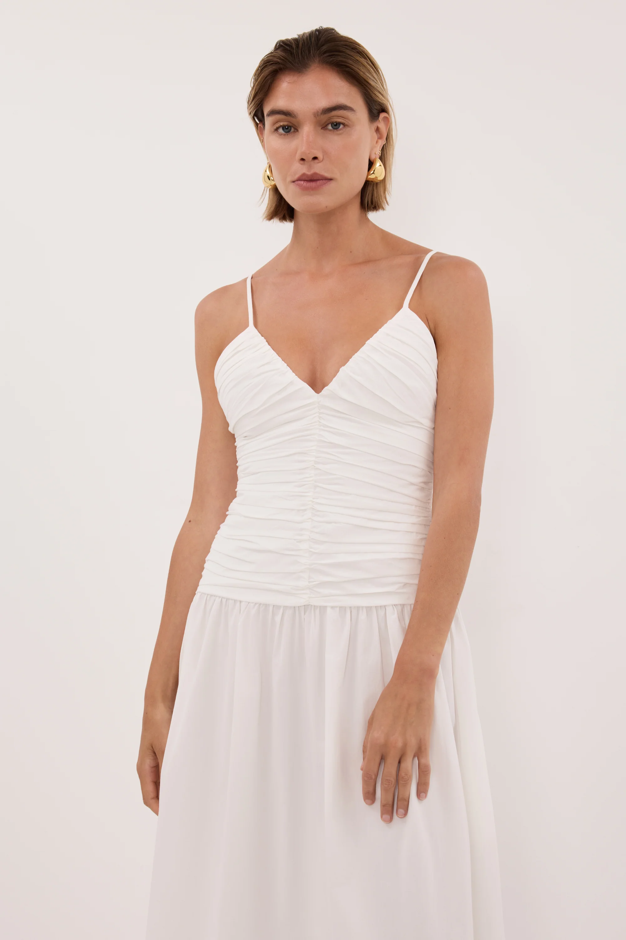 ALEXIA WHITE COTTON MIDI DRESS - Image 3