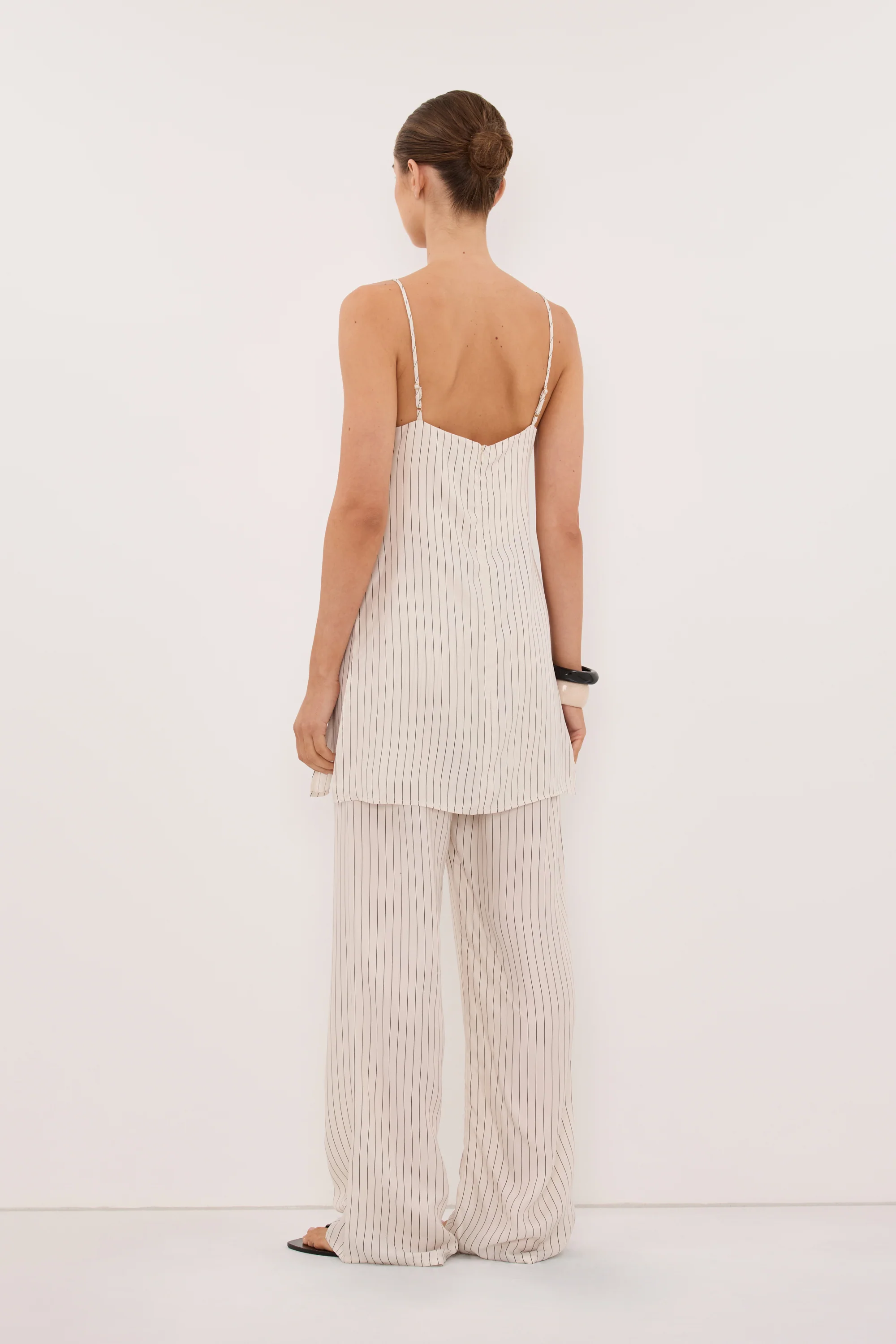 AMARA CREAM STRIPE CUPRO PANT - Image 5