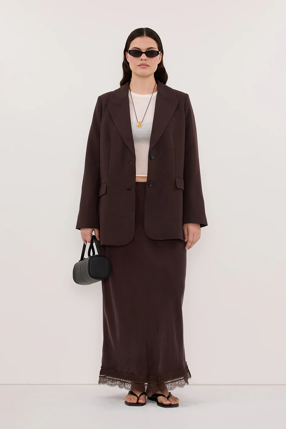 ANDREA PLUM CHOC CUPRO MIDI SKIRT - Image 6