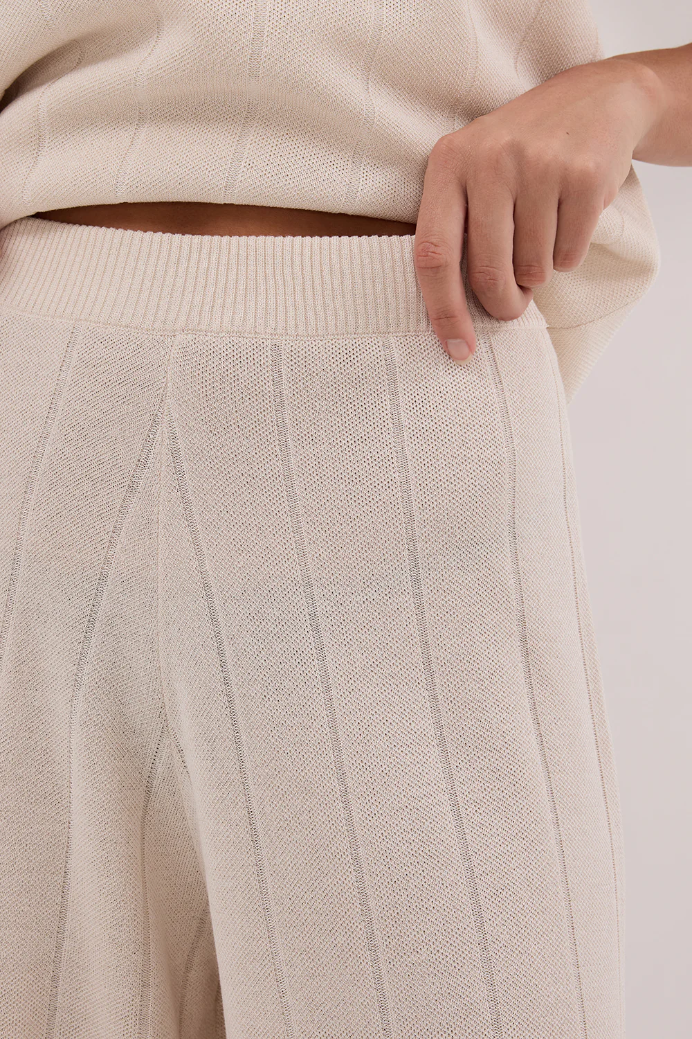 ARIA CREAM FRINGED KNIT PANT - Image 5