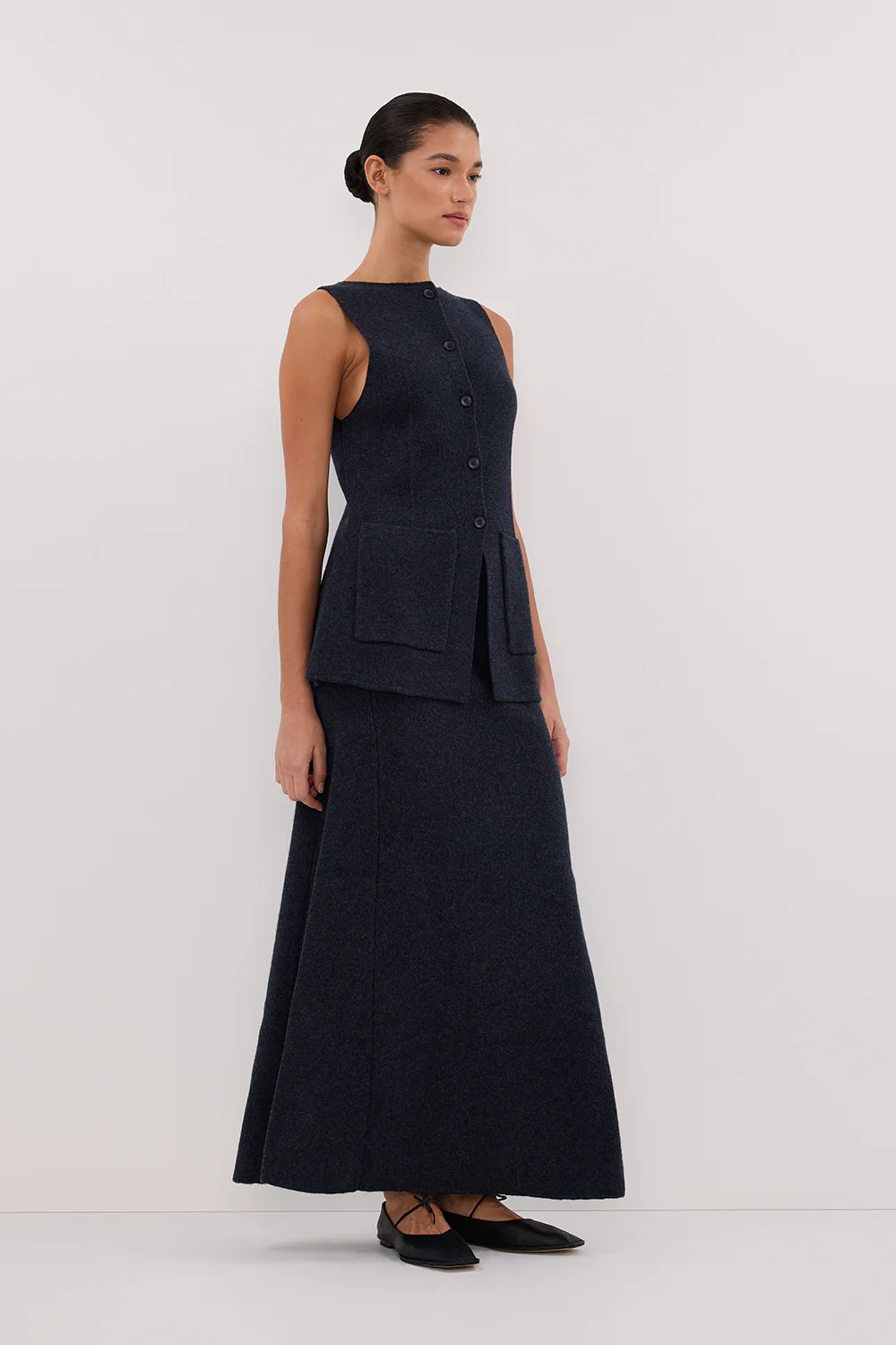 AVA INK LONGLINE KNIT MIDI SKIRT - Image 3