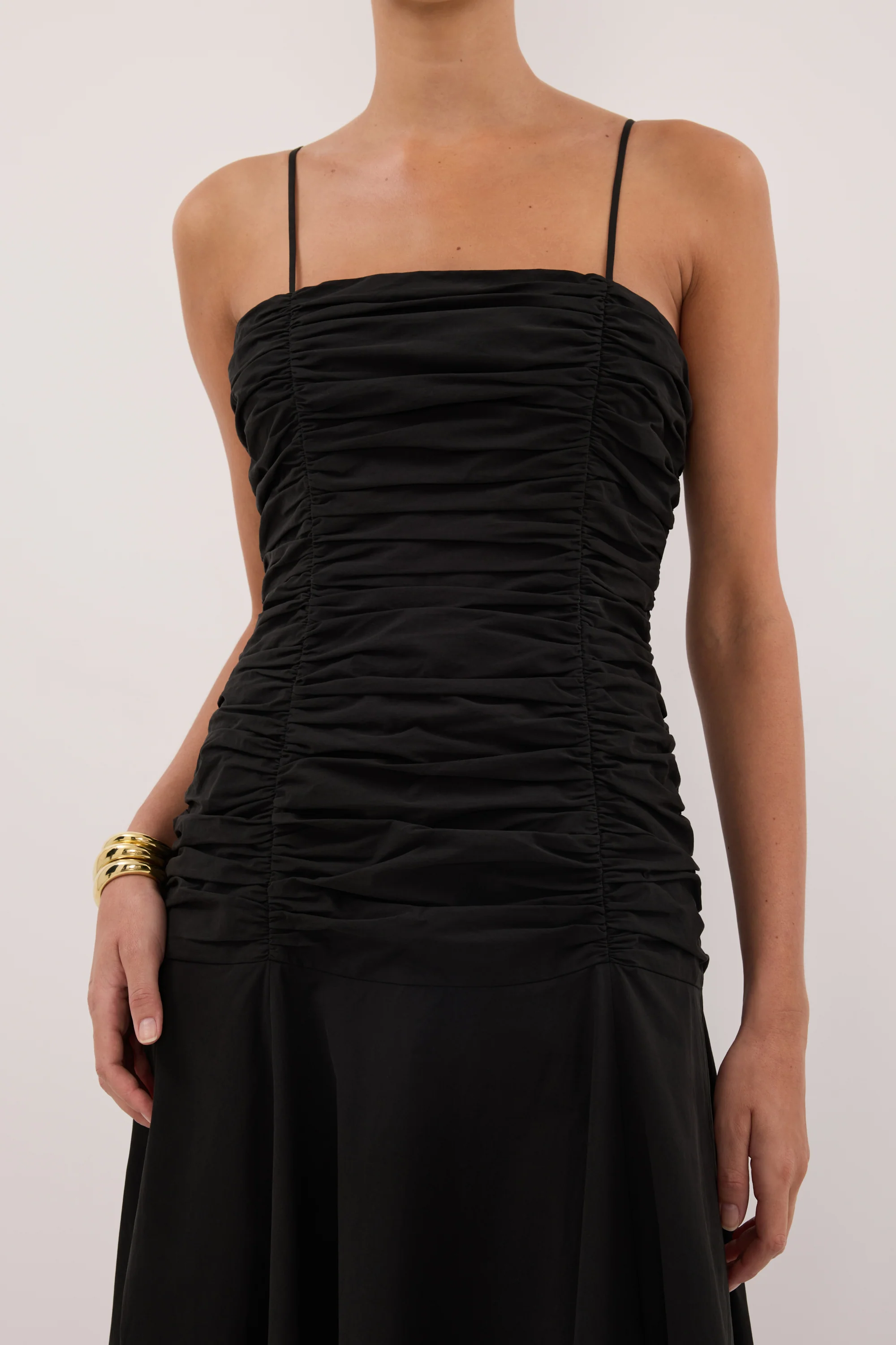 CARA BLACK SLEEVELESS COTTON MIDI DRESS - Image 6