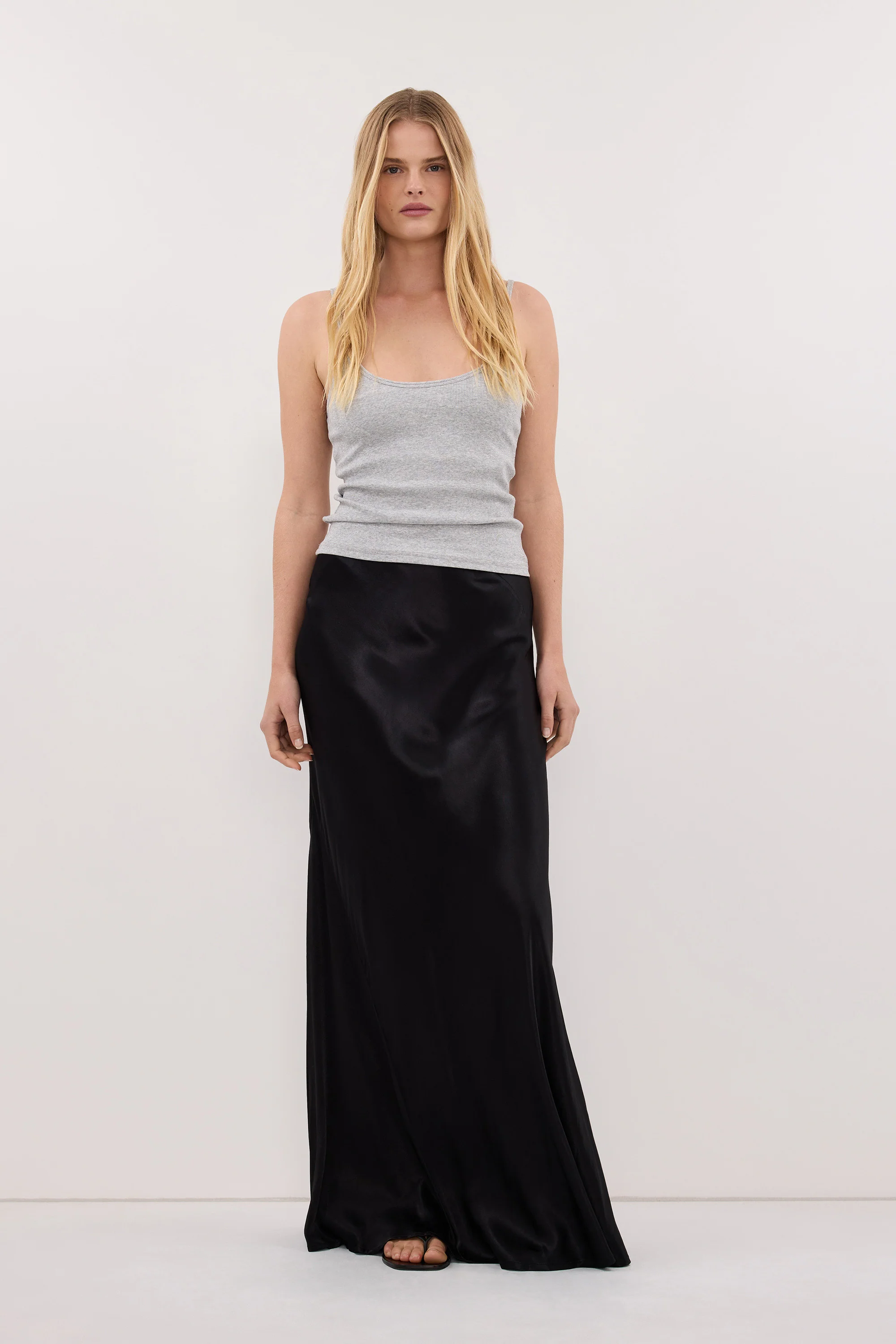 CHARLI BLACK SATIN MAXI SKIRT - Image 6
