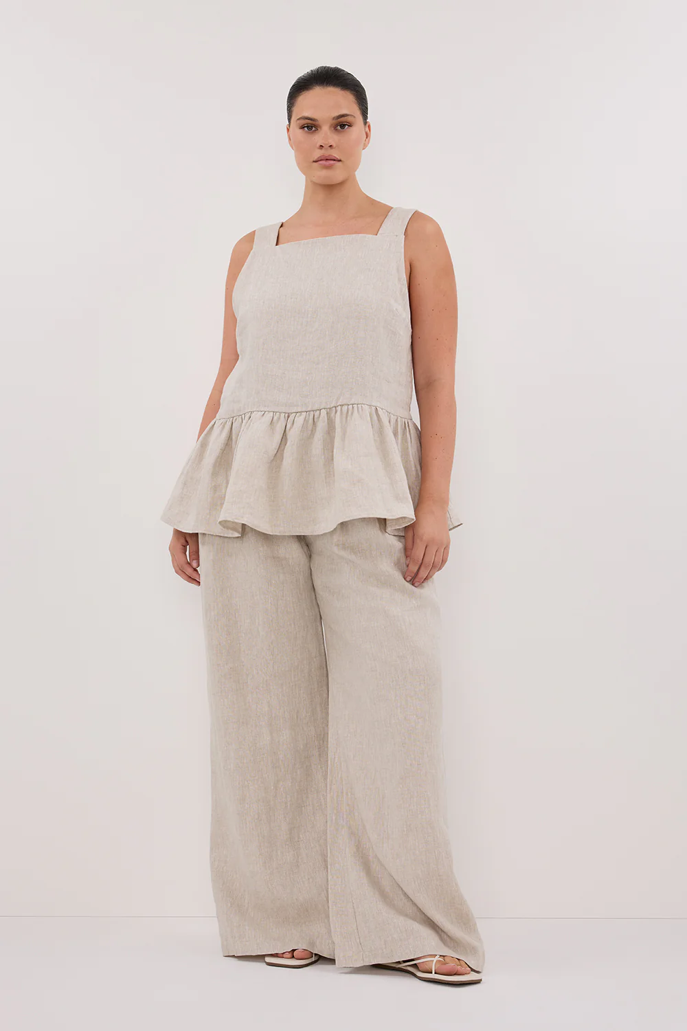 DAISY NATURAL LINEN PEPLUM TOP - Image 6
