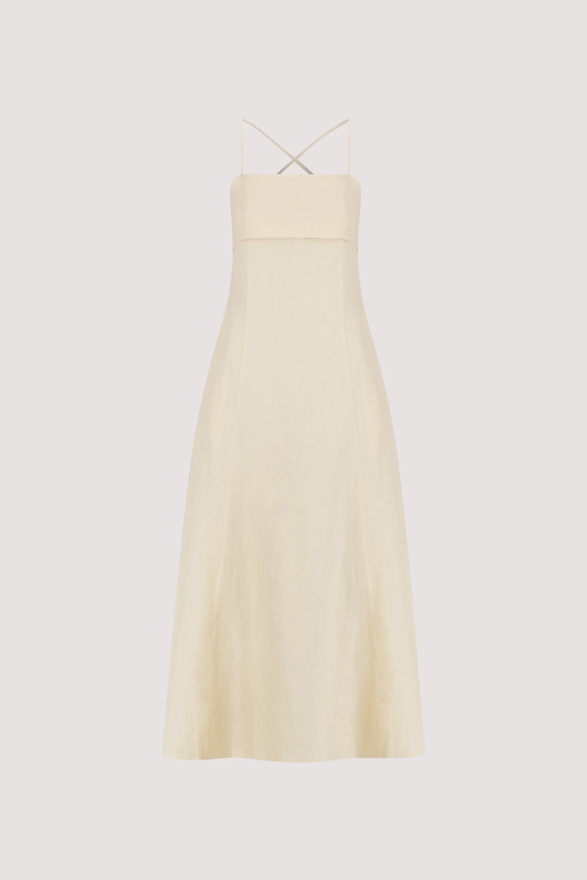 DANIELLA STRAW LINEN TIE BACK MIDI DRESS - Image 7