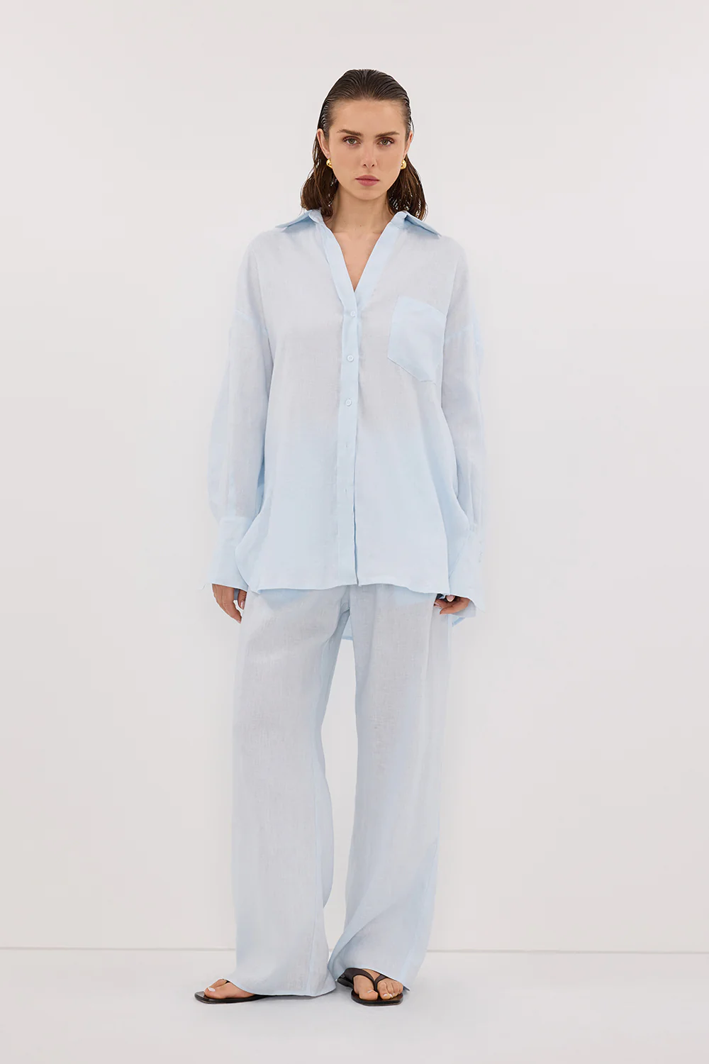 ELLIS ICE BLUE LONG SLEEVE LINEN SHIRT - Image 6