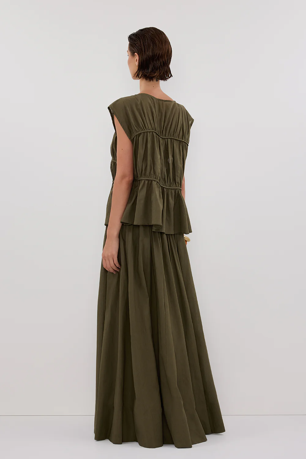 FLYNN OLIVE LINEN BLEND TIE MAXI SKIRT - Image 4