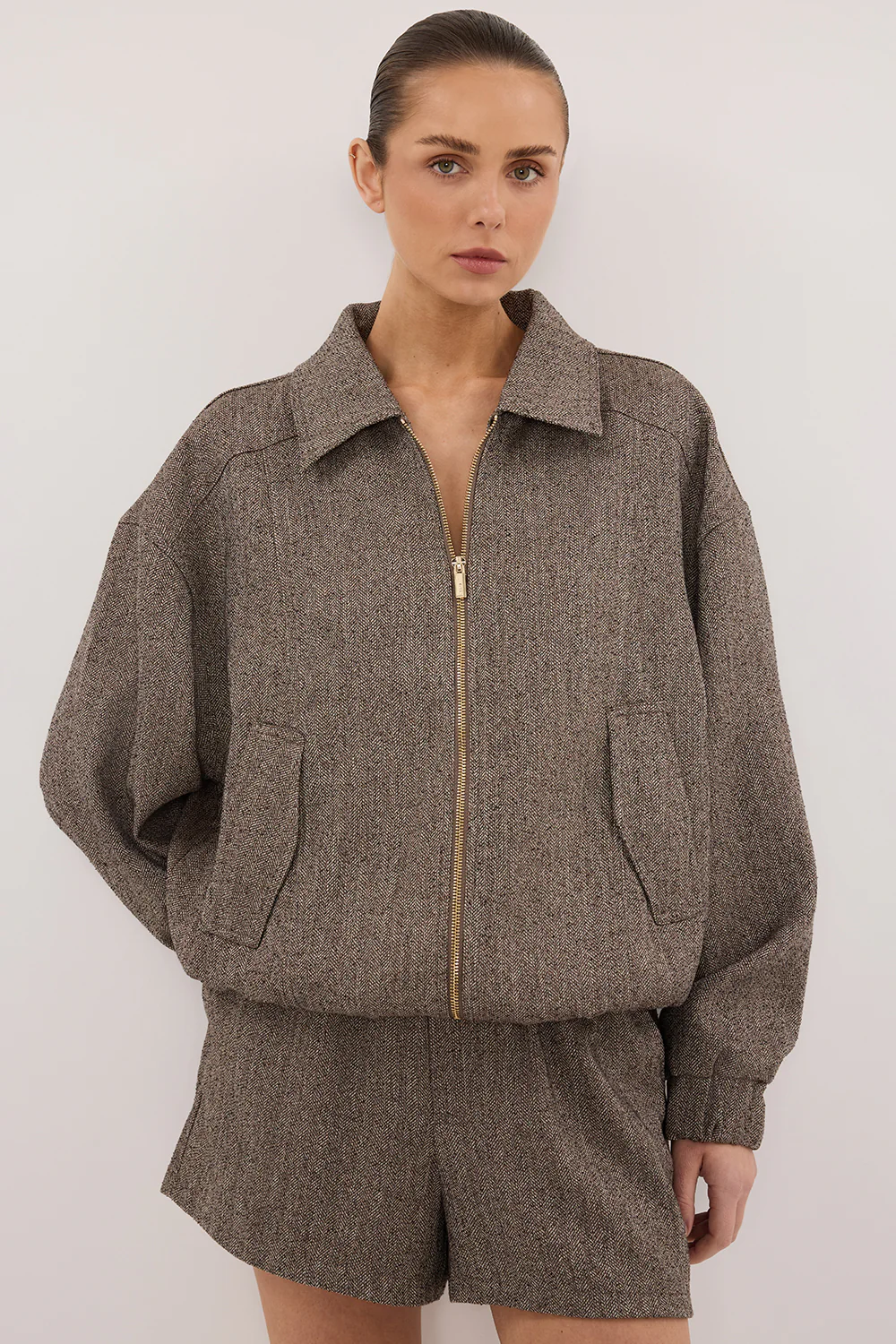 FRANKIE CHOC TWEED BOMBER JACKET - Image 2