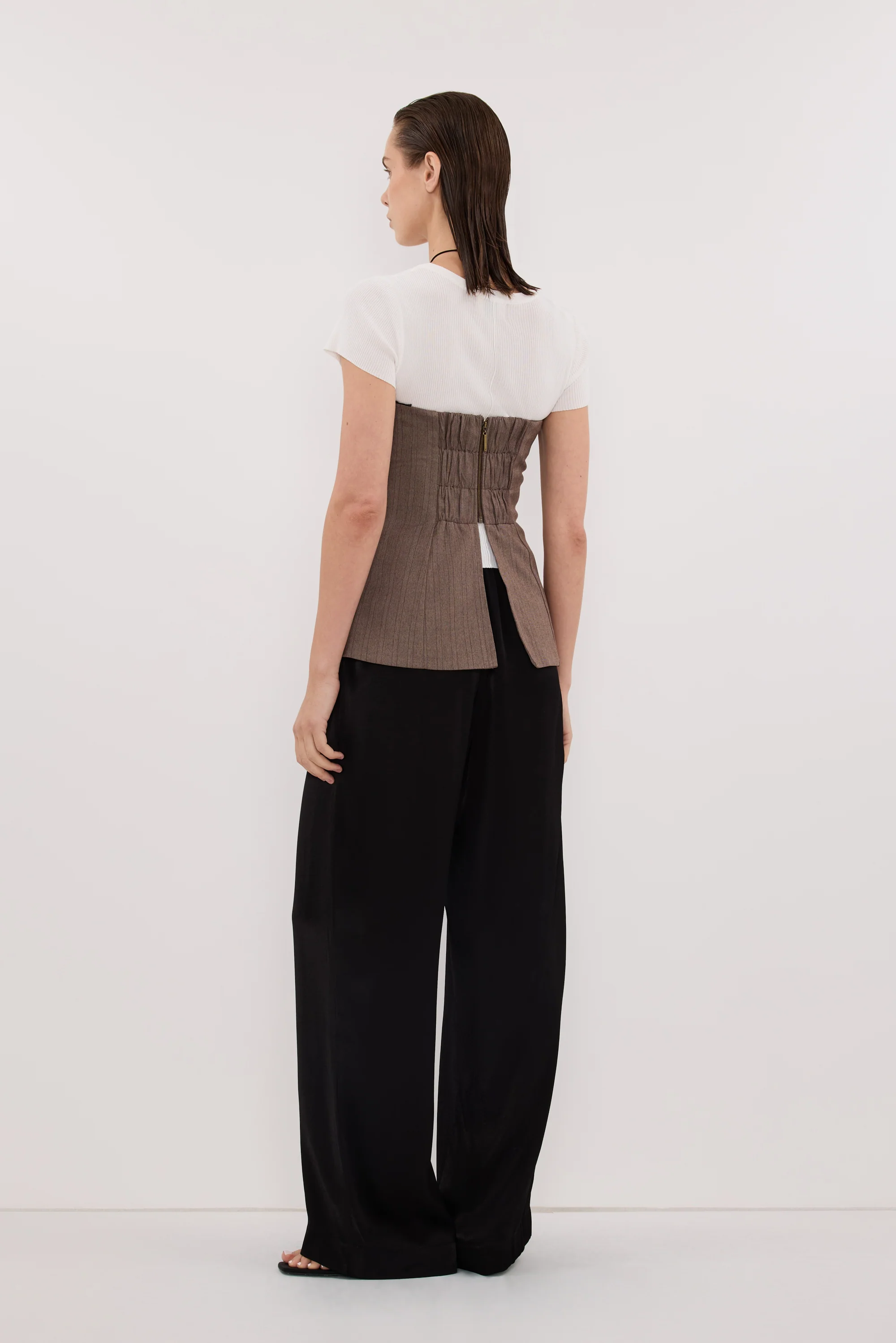 HAILEY CHOC STRAPLESS STRIPE BUSTIER TOP - Image 7