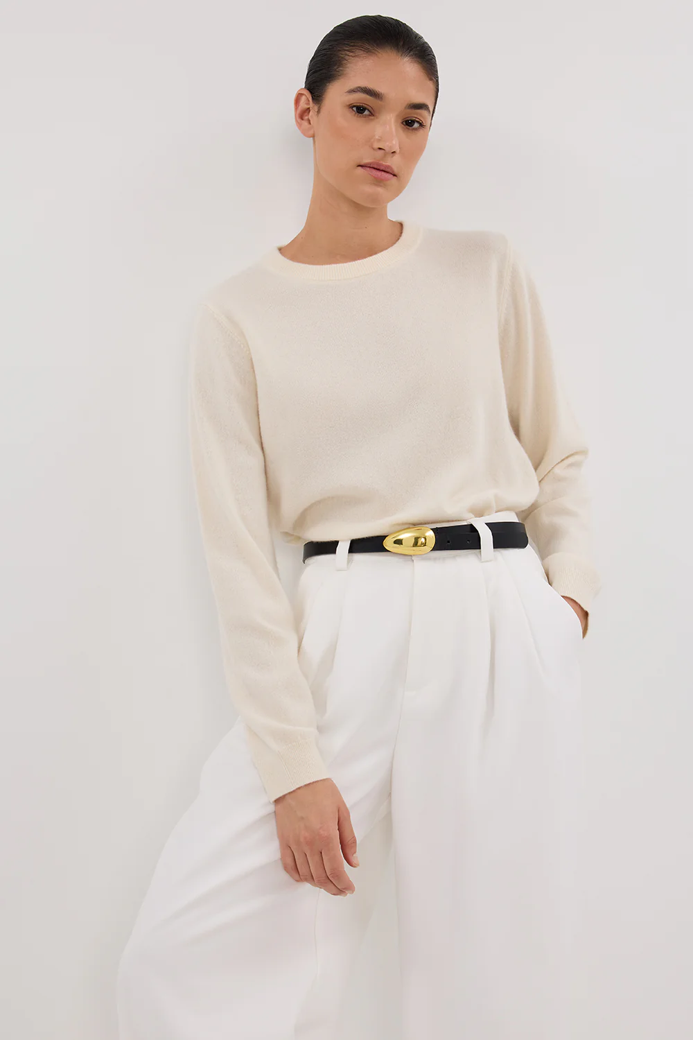 INDY CREAM CASHMERE KNIT JUMPER - Image 2