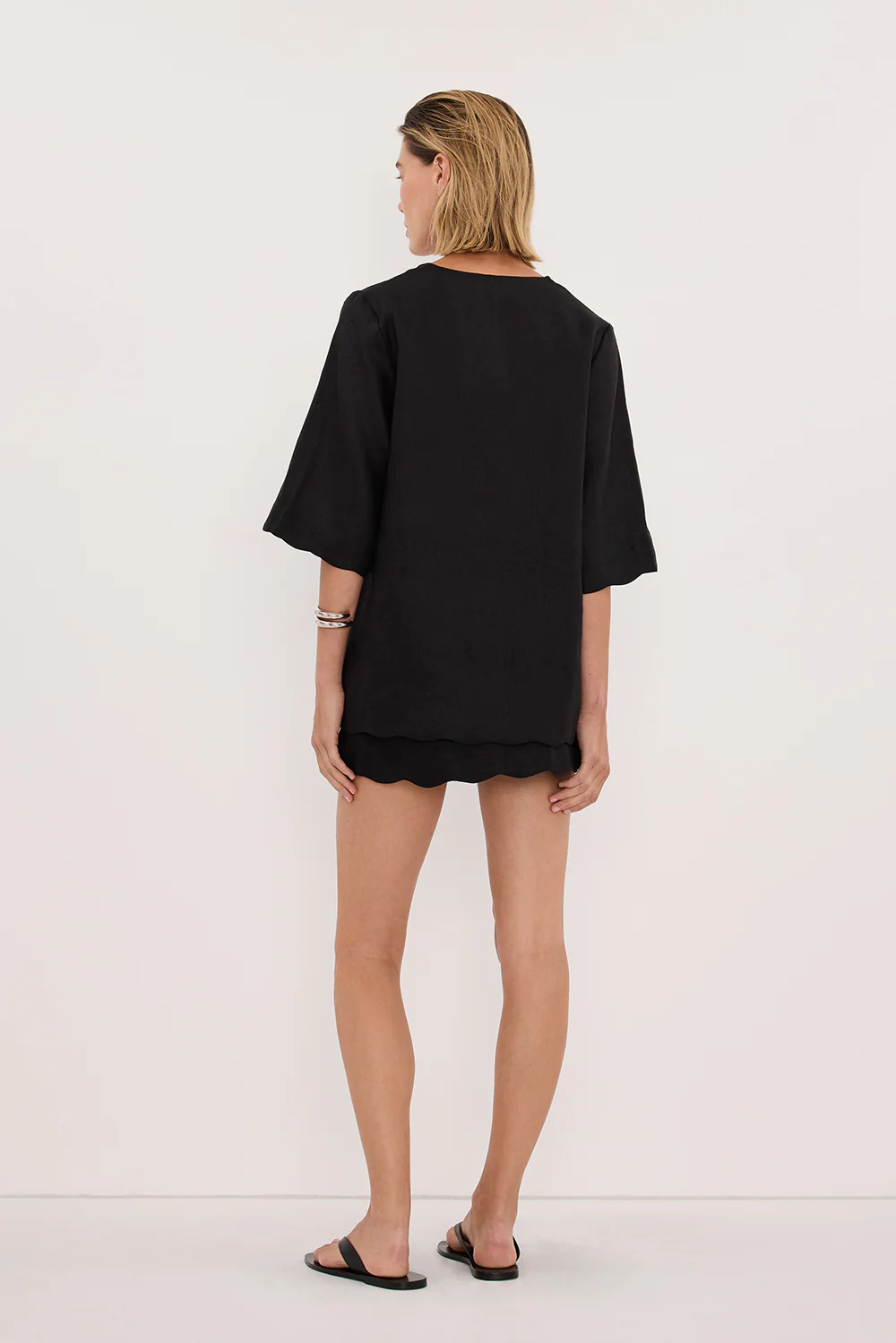 LELA BLACK LINEN SKORT - Image 7