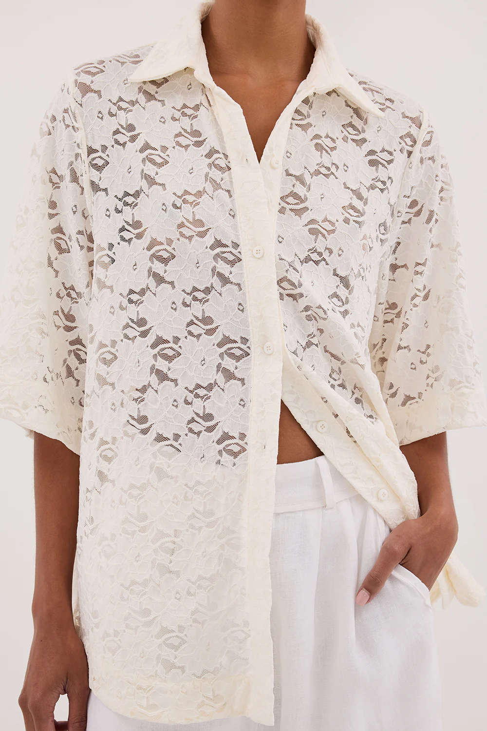 LOULA WHITE LACE SHIRT - Image 7