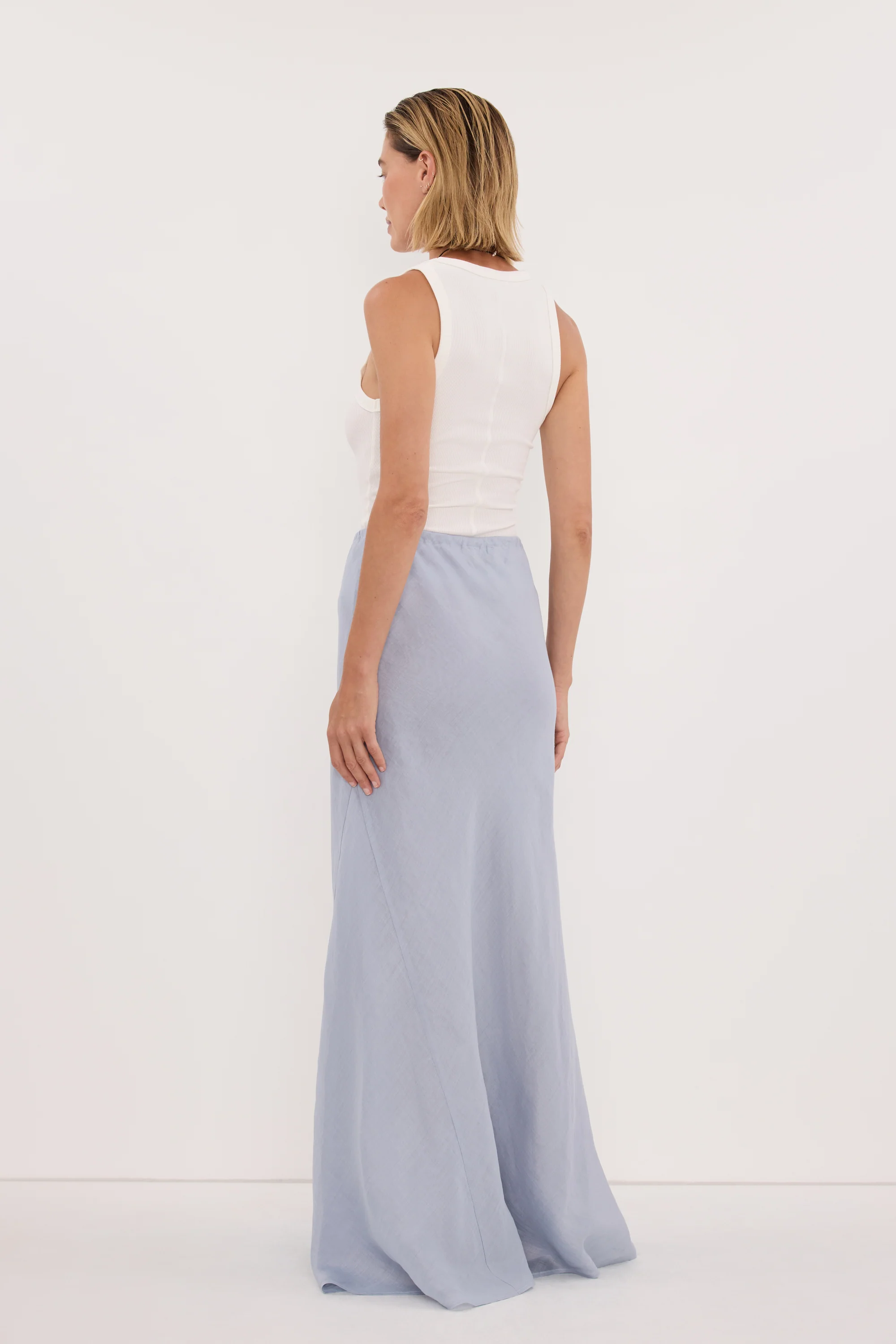 MAISON DUSTY BLUE RAMIE BIAS MAXI SKIRT - Image 6