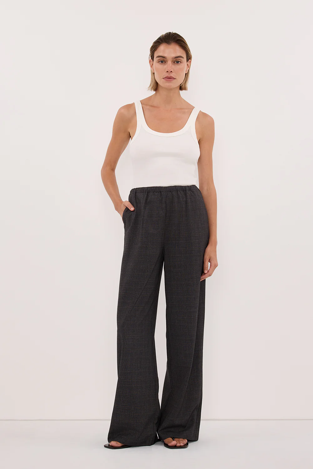 MARCO GREY PLAID ELASTIC PANT - Image 7