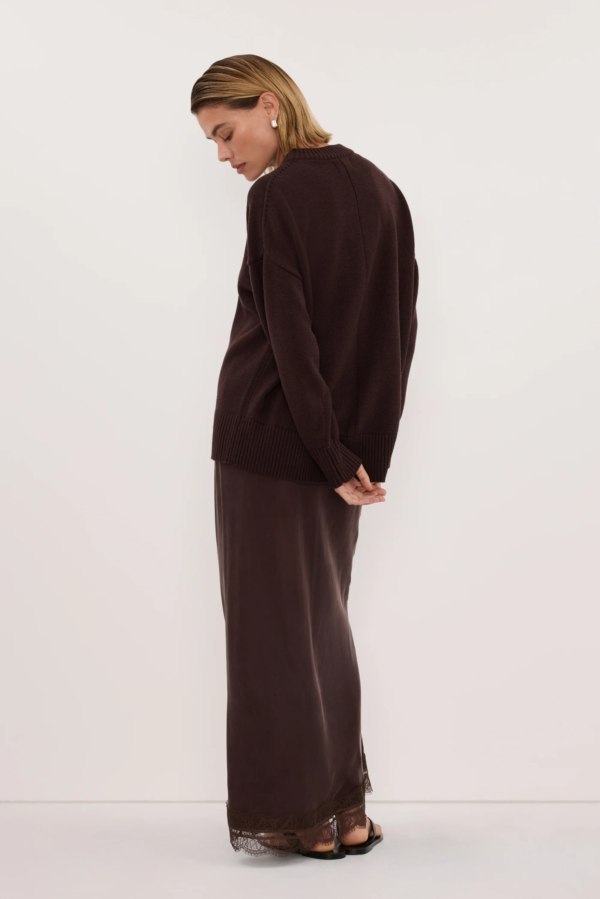 MILA CHOCOLATE CREW NECK KNIT JUMPER - Image 4