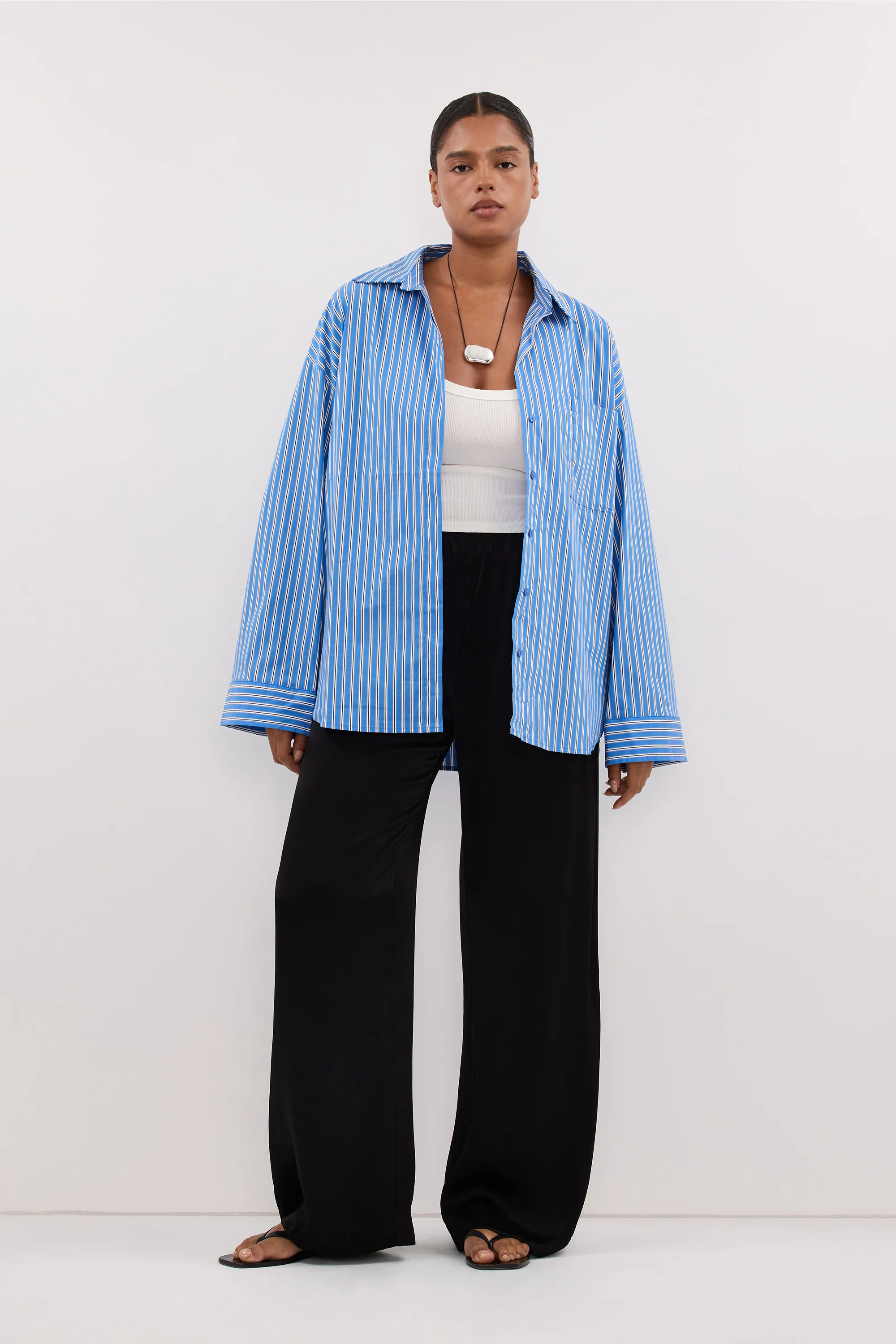 MISHA AZURE BLUE STRIPE SHIRT - Image 5
