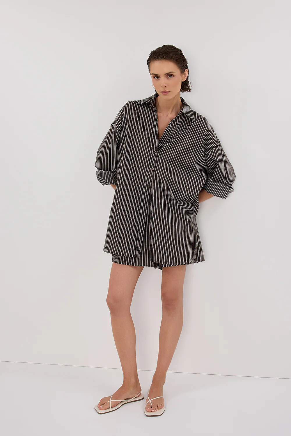 PALMA BITTER CHOC OVERSIZED SILK BLEND SHIRT - Image 6