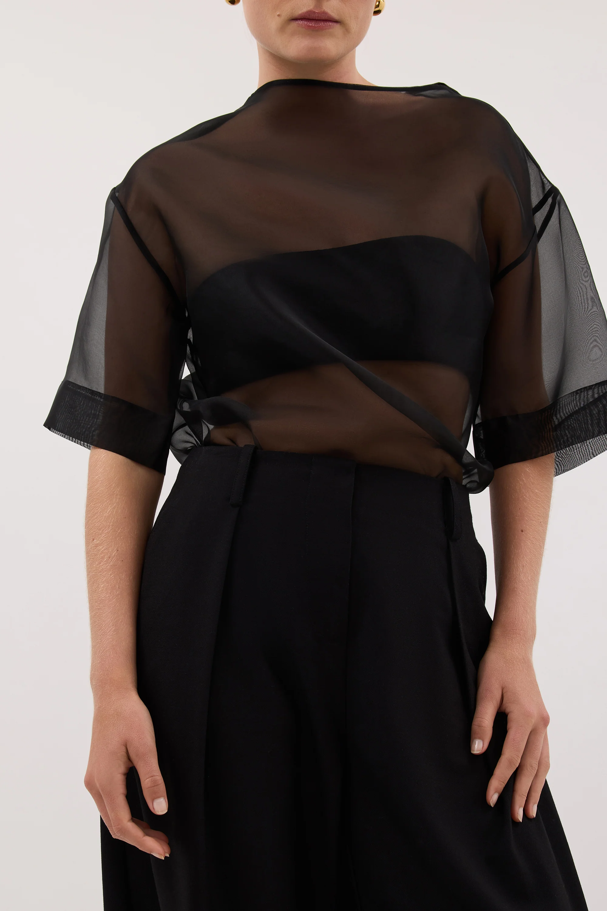 ROMY BLACK BARREL LEG TAILORED PANT - Image 5
