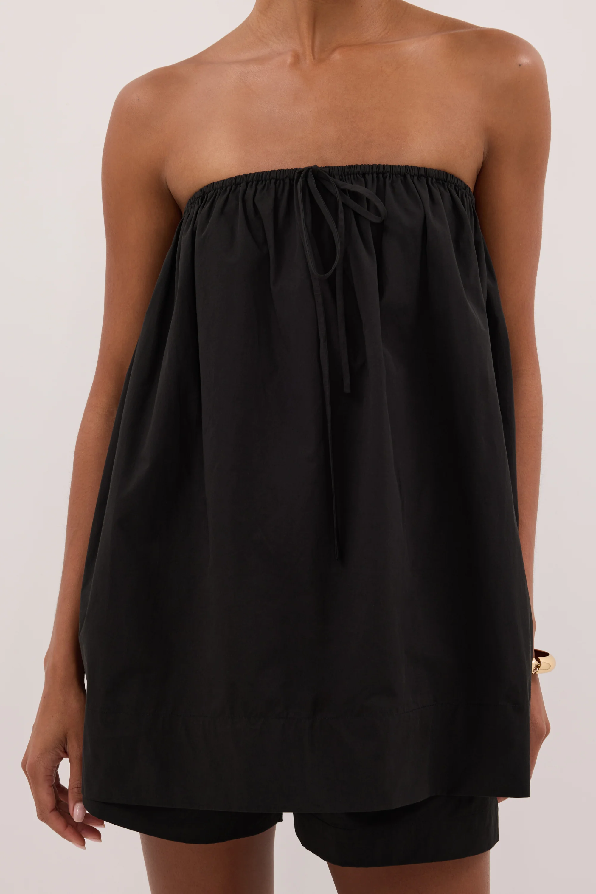 SOMMER BLACK STRAPLESS POPLIN TOP - Image 5