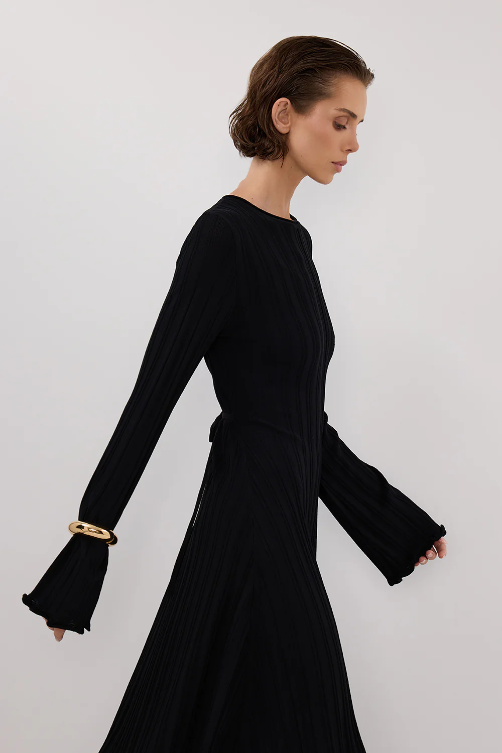 SYLVIA BLACK KNIT MIDI DRESS - Image 2