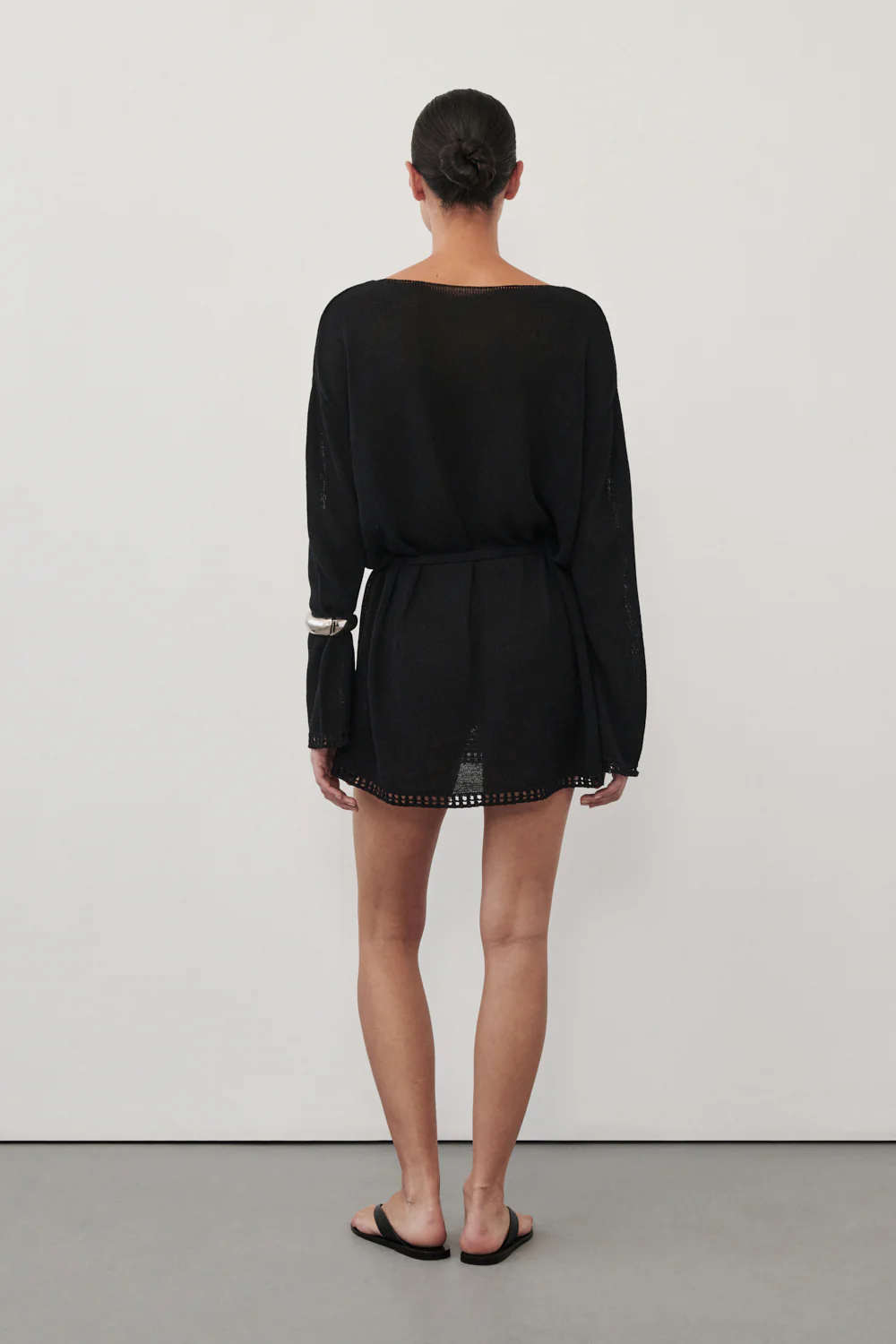 TARI BLACK KNIT LONG SLEEVE MINI DRESS - Image 3