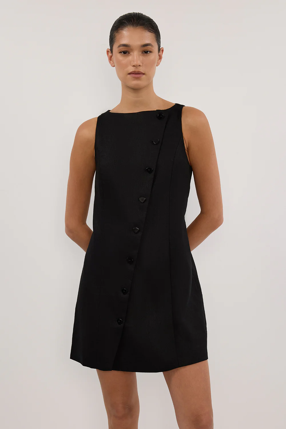 TOMMY BLACK LINEN MINI DRESS - Image 2